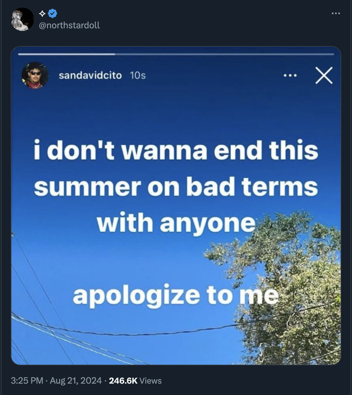 screenshot - sandavidcito 10s i don't wanna end this summer on bad terms with anyone apologize to me Views